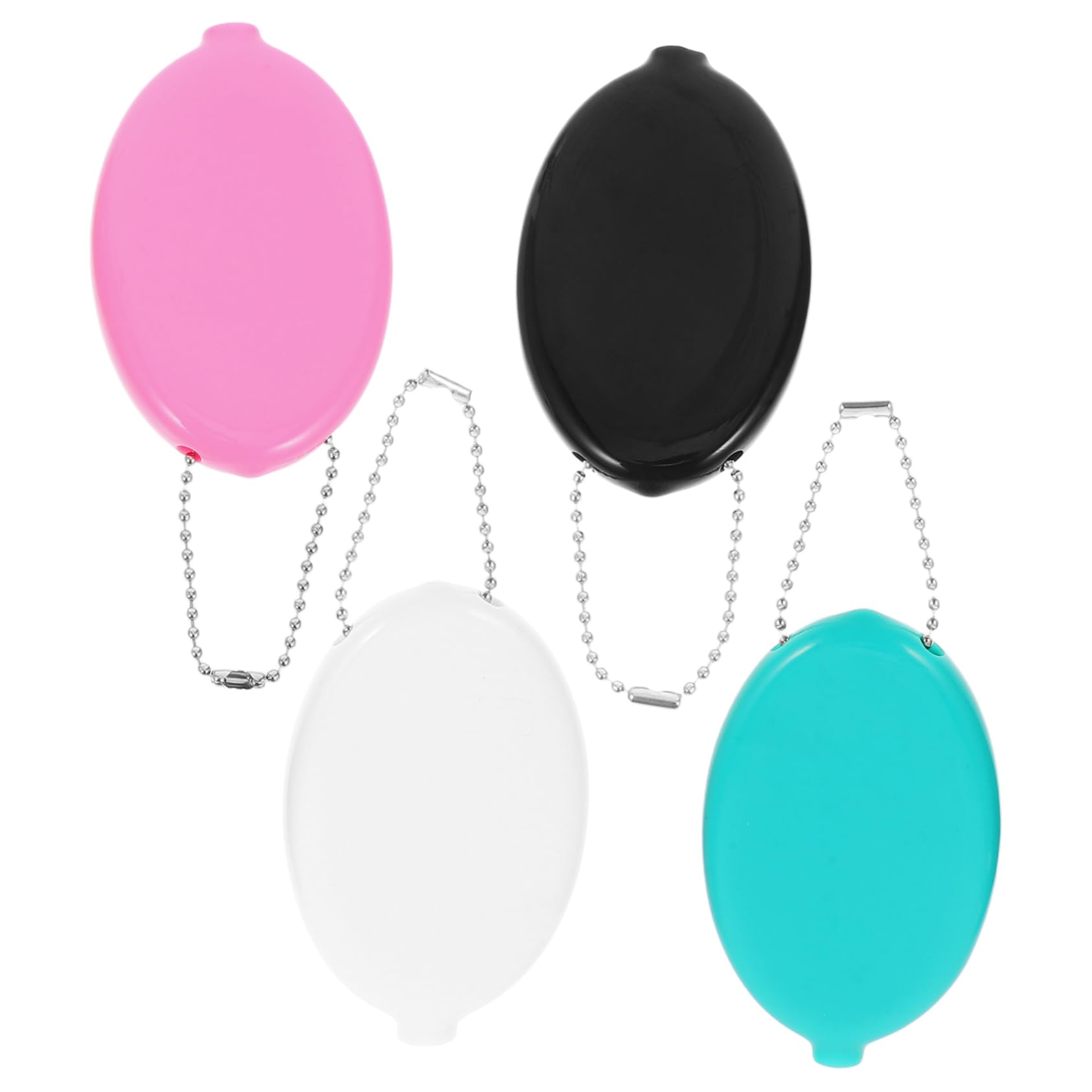 VALICLUD Oval Squeeze Coin Bag Set of 4 Lightweight Travel Coin Purse Chain Pvc Money Holder for Organized Carry