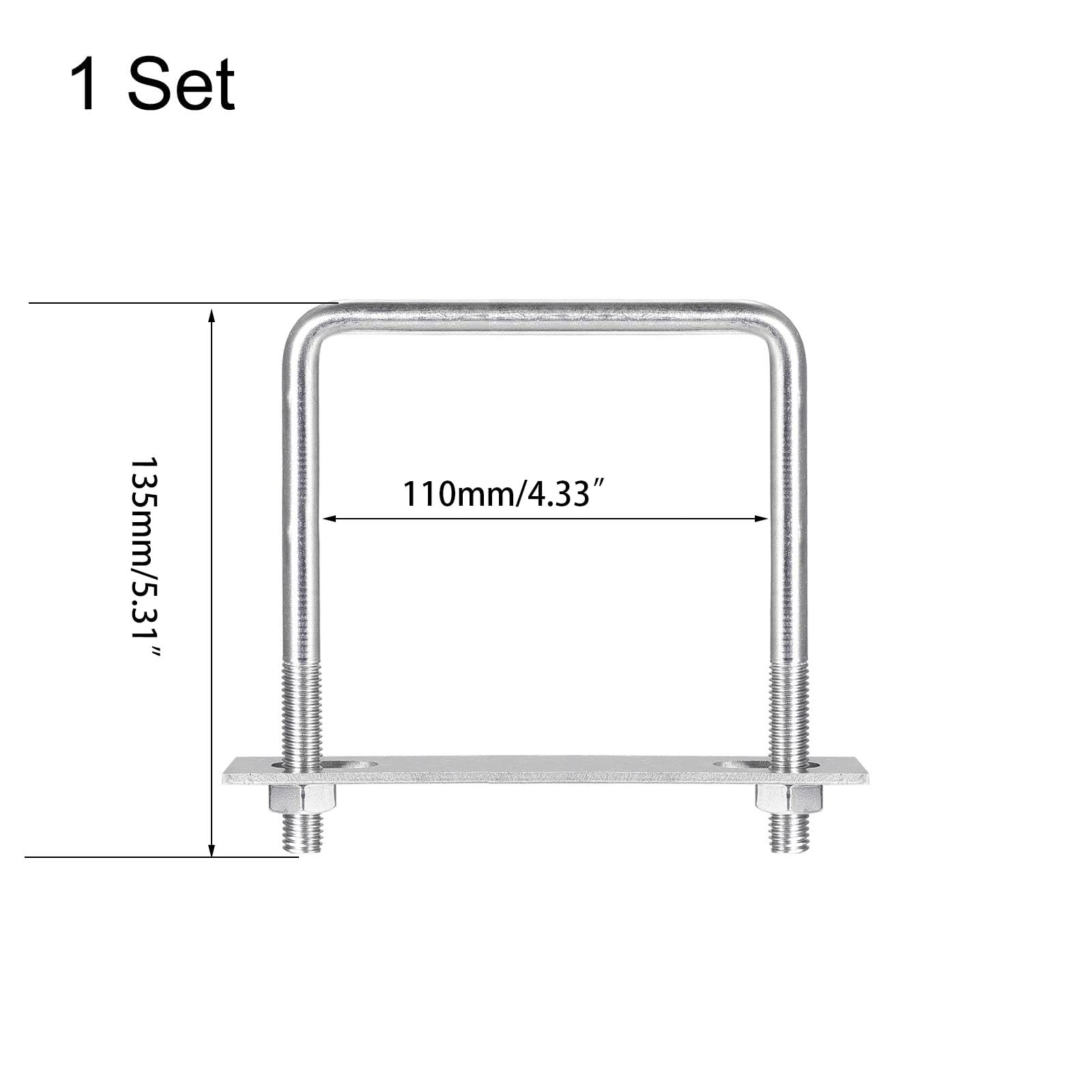 TOP-VIGOR M10 Square U-Bolts, 113mm Inner Width 135mm Length 304 Stainless Steel U-Bolts with Nut - Image 2