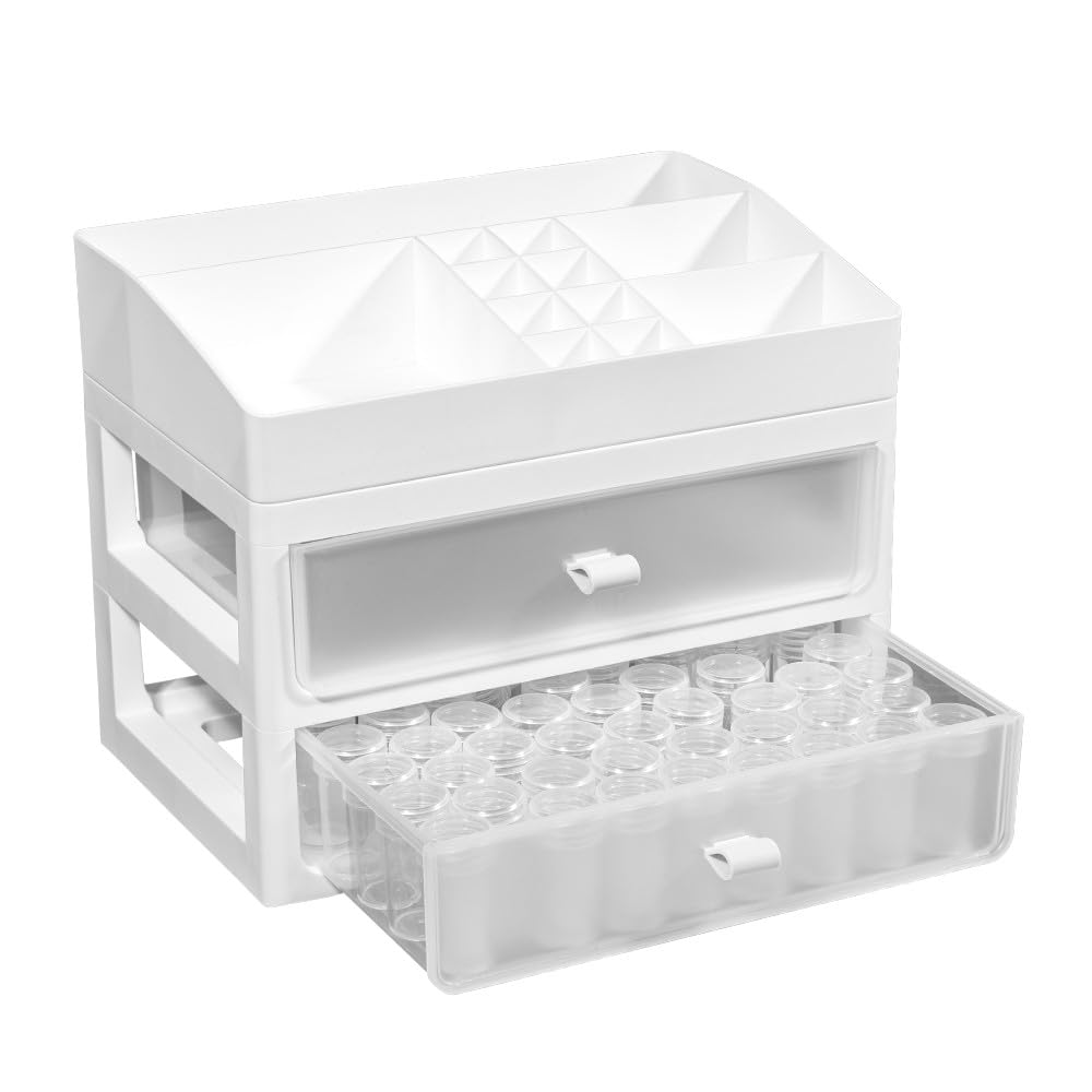 Ideen mit Herz Contenitore per pietre e accessori per diamond painting | Organizer per ordinare | Scatola per sistemi di immagazzinaggio | Dimensioni: 26 cm x 18 cm x 20,8 cm | Valigetta fai da te per