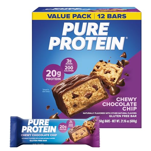 Image of Pure Protein Chewy Chocolate Chip Protein Bars, 20g Protein, 12 Ct
