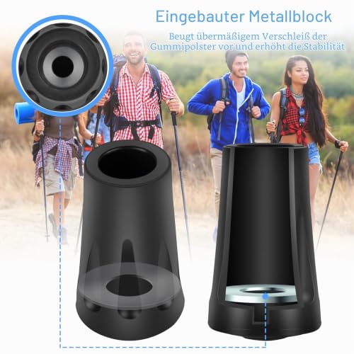 Foto von 12 Stück Nordic Walking Pads, Walking Stöcke Walking Pads Asphalt Gummipuffer Für Alle Gängigen Nordic Walking Stöcke Trekkingstöcke Gummipuffer Mit Einen Durchmesser Von 12mm