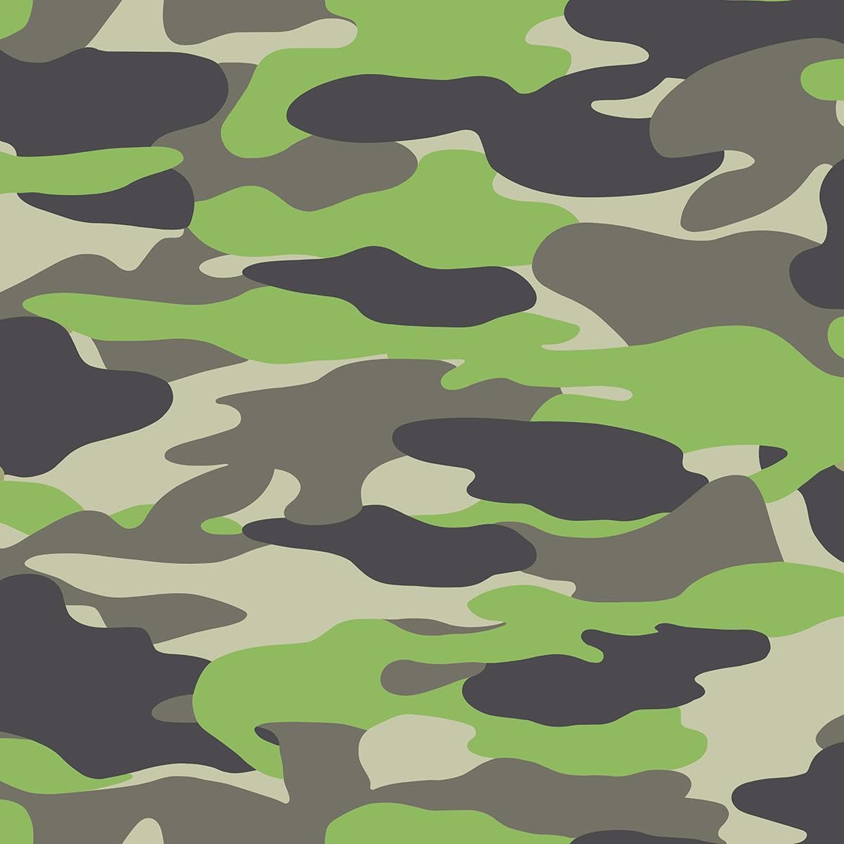 Camouflage Wallpaper Army Camo Brown Grey Green Children Teenager Boys - Modern Contemporary Stylish Feature Wall