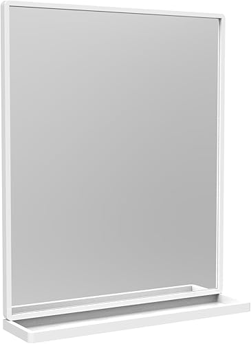 Miniatura 7 de ANYHI Espejo de pared de baño de 20 x 24 pulgadas con estante, espejo de baño blanco para pared, espejo rectangular para colgar en la pared para