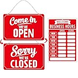 Open Closed Signs Business Hours Sign Set for Window Door Open Signs for Business Hour Closed Open Flip Sign Store Resturant Bar Red
