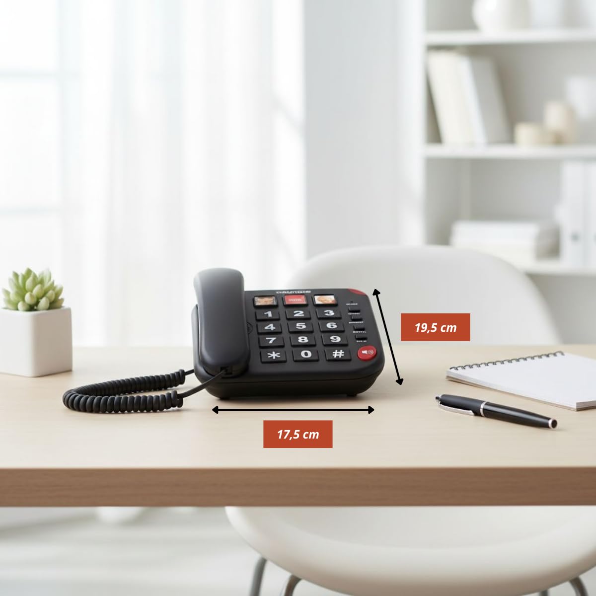 Grundig Telefon Senioren - Festnetztelefon Senioren mit großen Tasten - Seniorentelefon Festnetz mit Foto-Schnelltasten - Telefon Festnetz - Lautsprecher und SOS-Taste - Schwarz