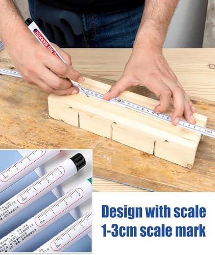 Image of 16 Pcs Marker Pen Permanent, Deep Hole Marker Pen, Carpenter Pencil, Long Nib Marker for Wood, Metal, Concrete, Professional Construction Tools, Industrial Use, DIY Projects