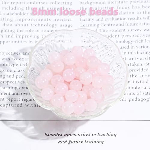 Clearain 8MM LOOSE BEADS Natural Gemstone Round Rose Quartz Loose Beads thumb #2