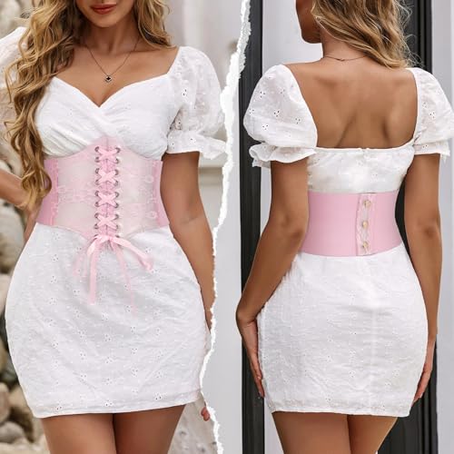 Elastic Corset Belt for Women Costume Wide Lace up Corset Waist Belt2