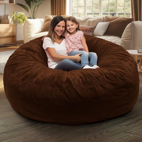 Image of ULTIMATE SACK 3ft Bean Bag Chair, Oversize Bean Bag Chair for Adults, Comfy Chair Bean Bag Couch Lounge Sofa Loveseat Furniture | Brown Suede
