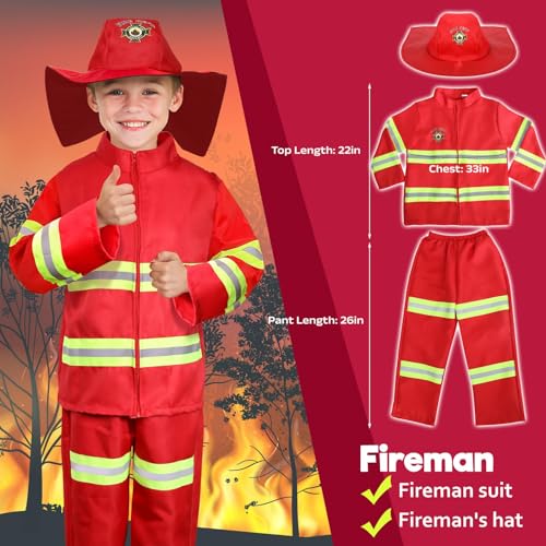 LOYO Kids Role Play Dress Up Clothes for 3-8 Years Old Play, 4 Sets Astronaut/Doctor/Fireman/Construction Costume for Kids And Toddlers Boys Halloween Costumes4