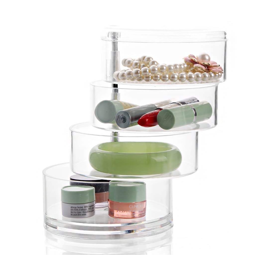 Organizador de cosméticos con tapa, caja de cosméticos de escritorio, estante de joyería, caja de cosméticos (D como se muestra) Stabilize