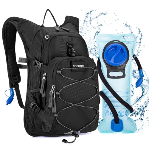 Cofurni Mochila de hidratación de 20 litros con bolsa de agua de 2 L, mochila de senderismo de gran almacenamiento para hombres y mujeres, mochila de agua ligera con aislamiento para ciclismo, correr,