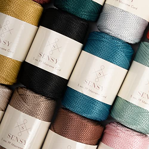 Sensy Premium 5mm Polyester Rope 100% Polypropylene Cord Macrame Cord 5mm Crochet Bag Cord Macrame Rope Crochet Thread Gift for Knitter (Sage)