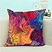 oFloral Chaotic Waves Pillowcase,Colorful Rainbow with Purple Fuchsia Pink Red Orange Gold Blue Throw Pillow Cover Square Cushion Case for Sofa Couch Car Bed Home Decorative 18