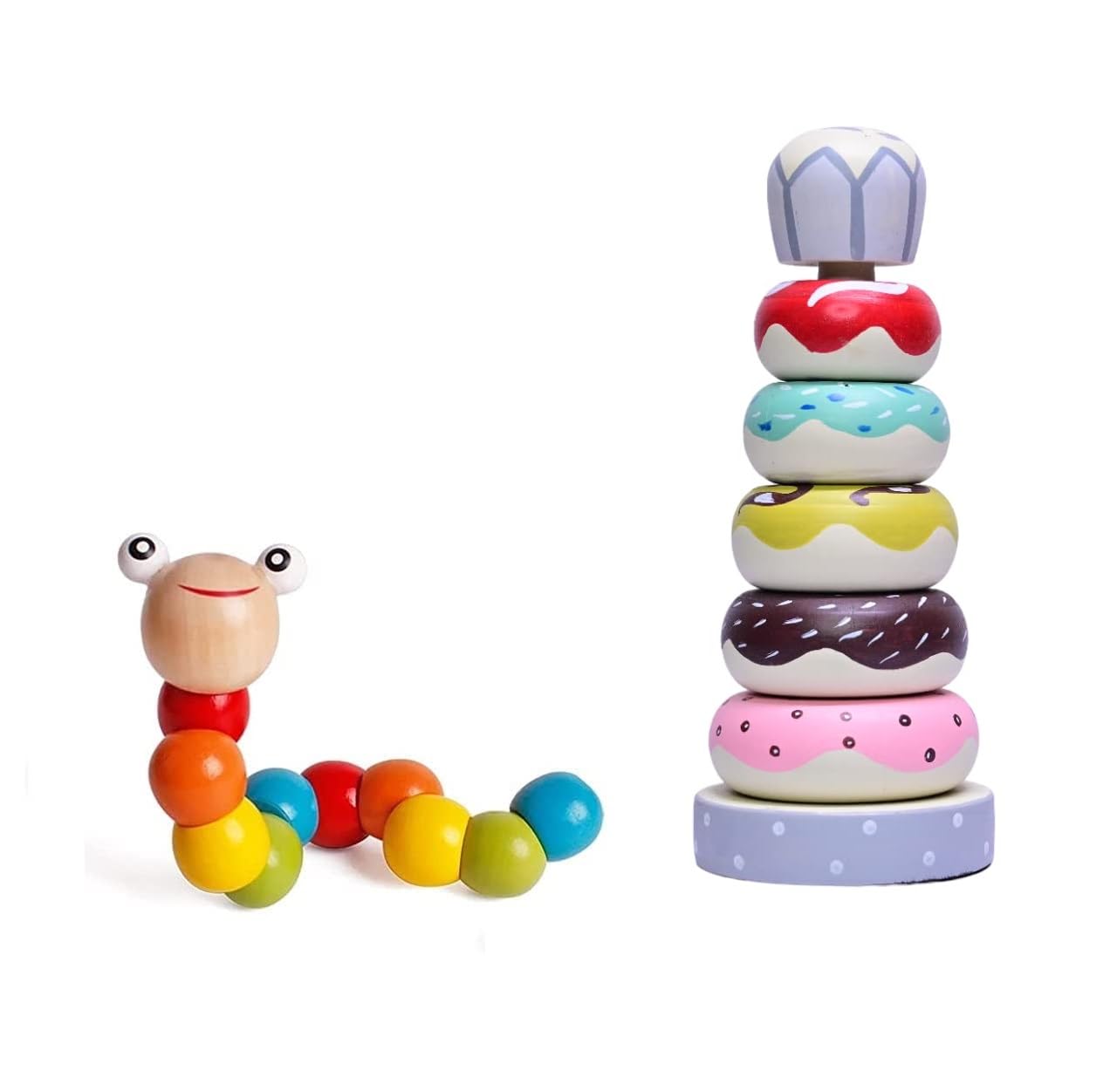 Channapatna Toys Organic Wooden Doughnut Stacking Toy for Kids Twisting Toy - (1 Year+) - Montessori Toys for Toddlers 1-3 Years Old and Up - Multicolor - Pack of 1 - Develop Fine Motor Skills (B0CF9PXBVH) Amazon Price History, Amazon Price Tracker
