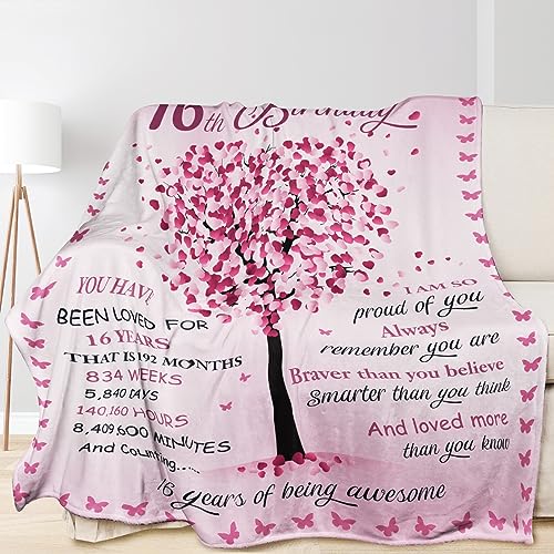 Gifts for 16 Year Old Girl, 16 Year Old Girl Birthday Gifts Ideas from Parents Grandparents Sister Friends 16th Birthday Decorations Blanket for Her 50" x 60"
