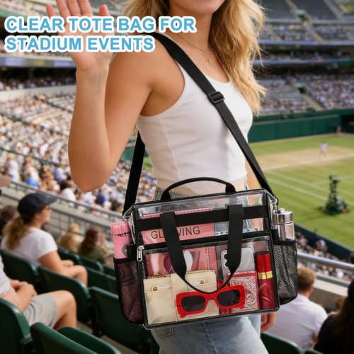 Image of Busiuw Clear Bag for Stadium Events Stadium Approved Clear Tote Bag 12x12x6