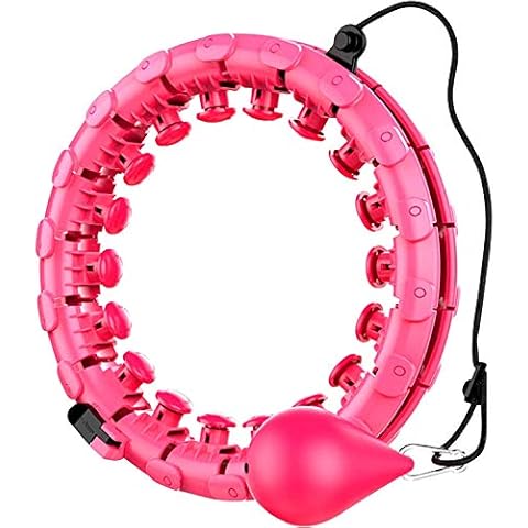 Souelyire Weighted Smart Hula Hoop for Adults and Kids Exercising, 2 in 1 Abdomen Fitness Weight Loss Massage Non-Fall Hoola Hoops, 24 Detachable Knots Adjustable Weight Auto-Spinning Ball (Red) Cover