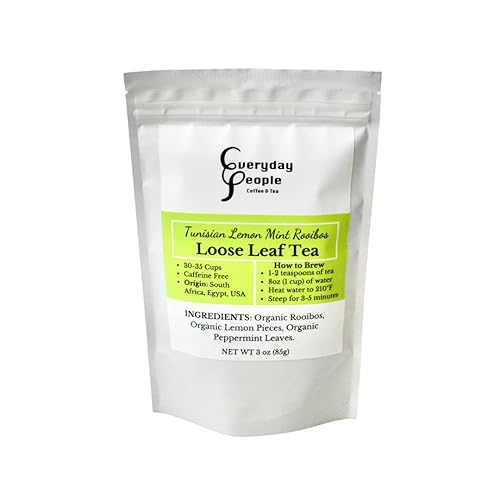 Everyday People Coffee & Tea - Té de hierbas de hoja suelta de Rooibos de limón tunecino sin cafeína, 35 tazas