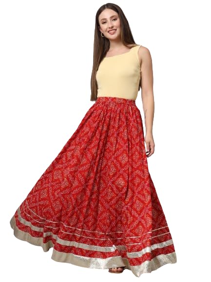 nypa Women Ethnic Wear Gota Lacs Work Gota Lacs Work Printed Flared Full Length Long Skirt-picture-40