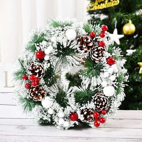 LATERN 30CM Weihnachtskranz, Künstlicher Haustür Weihnachtskranz...