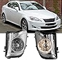 Winjet WJ30-0586-09 Fog Light Replacement Pair Left & Right Driver Passenger Side OE Fitment Bulbs Included for 2006-2009 Lexus IS 250 IS 350 - Clear Lens