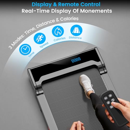 Image of Walking Pad Treadmill for Home - Under Desk Walk Pads with Remote Control Mini Running Portable Electric Machine Adjustable Slim Compact with 0.6-4.0MPH Max up 220 Lbs Modes for Office Small Spaces
