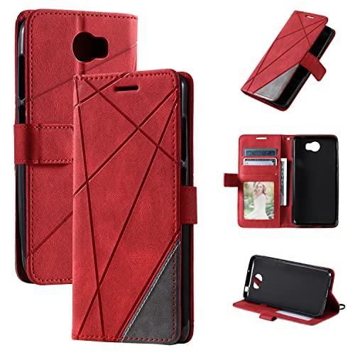  Cover per Huawei Y6 II Compact,Custodia per Huawei Y5II,Custodia in Pelle Custodia per Huawei Y6II Compact LYO-L01 LYO-L21 / Y5 II CUN-L01 CUN-L03 CUN-L23 CUN-L33 Custodia Cover Case Red