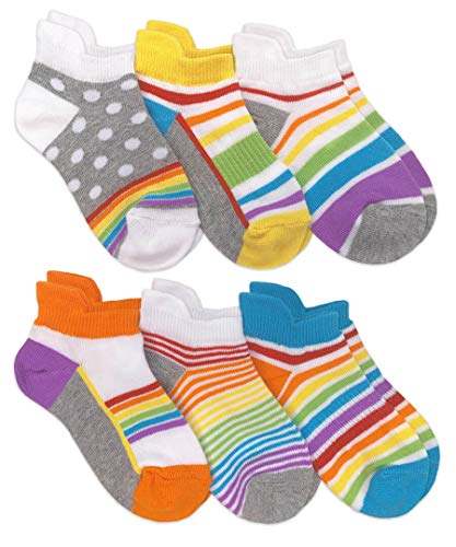 Jefferies Socks Womens Rainbow Pattern Sport Tab Low Cut Ankle Socks 6 Pair Pack