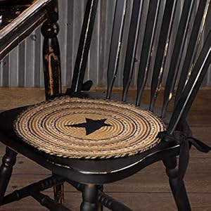 Vhcbrandskettlegroveprimitivejuteroundtexturedchairpadappliquestarsetof615 Urban Country Home Decor Vhc brands kettle grove primitive jute round textured chair pad applique star set of 6 15 urban country home decor