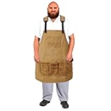 Urby Big and Tall Plus Size Work Apron: Flame Resistant Leather Welding Apron, Wood and Workshop Canvas. Butcher Rubber.