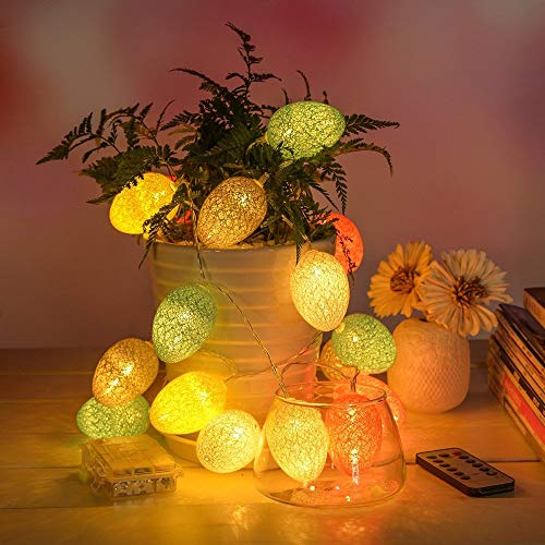 WesGen 20 Easter Egg LED String Lights Battery Operated Fairy String Lights Easter Holiday Party Home Decoration (Colorful,8 Modes) - Thumbnail 4