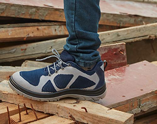 NEOSAFE Men's A2012_8 Sports Low Ankle Line Safety shoes with Steel Toe & Puncture Proof Mid Plate, (Size 8, Blue, ISI Marked)