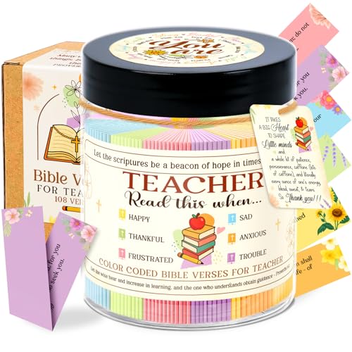 Teacher Bible Verse Gift - Teachers Appreciation Gifts For Women - Thank You Gift for Teachers, Back To School Gifts For Teachers from Students - 108 Bible Verses Jar