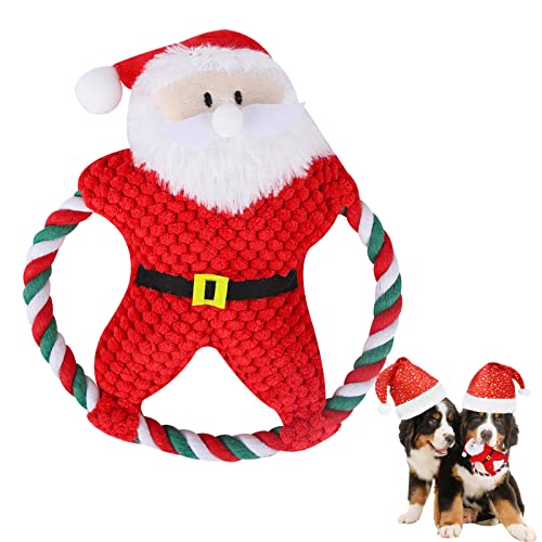 Jodsen Hundespielzeug Weihnachten,Interaktives Quietschig Hunde Weihnachtsmann Form,Weihnachtskuscheltiere Lustiges Hunde Spielzeug zum Zähneknirschen,Training,Linderung von Langeweile