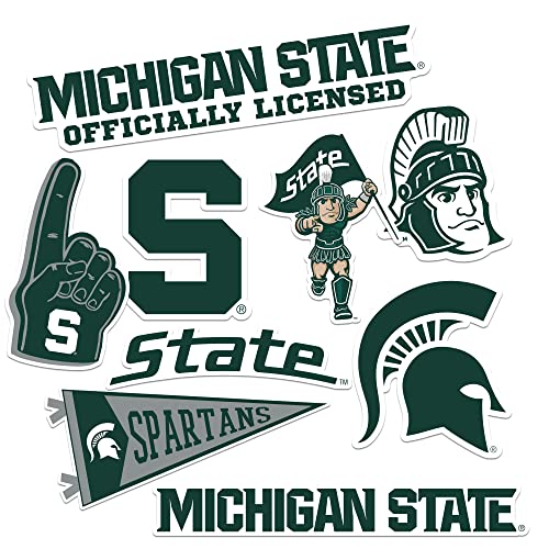 Image of Michigan State University Spartans Vinyl Sticker Pack - 8‑Count Large Waterproof Decals for Laptop, Water Bottle, Tablet, Skateboard, Car, and Indoor /Outdoor Use