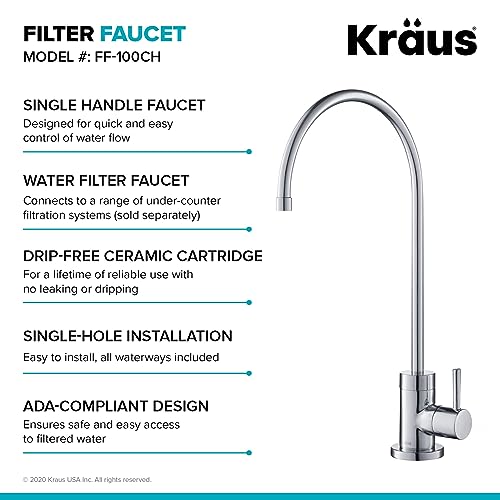 KRAUS Oletto Pull-Down Kitchen Faucet and Purita Water Filter Faucet Combo in Chrome, KPF-2620-FF-100CH - image 7