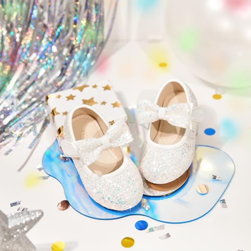 Image of PHIRAMIN Toddler Flower Girl Dress Shoes - Little Girl Mary Janes Flats Wedding