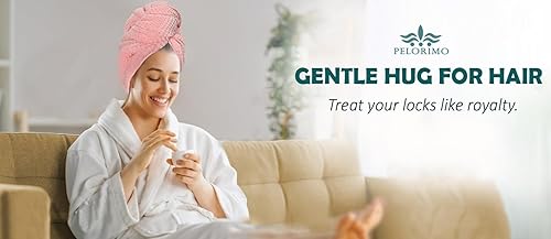 Miniatura 6 de Pelorimo Toalla de pelo de microfibra súper suave para mujer, 42 x 24 pulgadas, grande y de secado rápido, turbante antiencrespamiento con banda