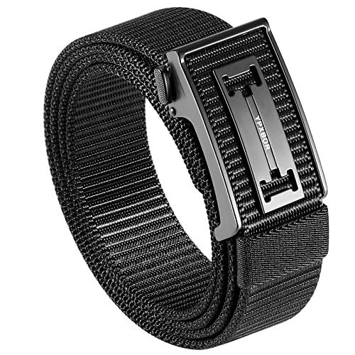 Men'S Ratchet Belt, Nylon Tactical Belt With Automatic Click Buckle, 1.3" Extra Thick Webbing (Black)2