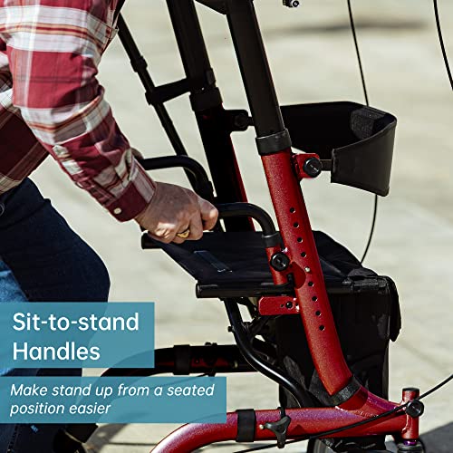 image for ELENKER Upright Rollator Walker, Stand Up Folding Rollator Walker Back