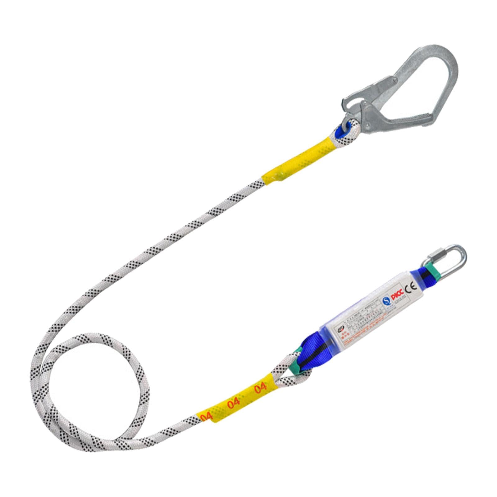 perfk Arnés de seguridad con cordón, de protección, práctico de trabajo de 2 m con mosquetón para montañismo, valla exterior, Paquete de Búfer de Gancho único