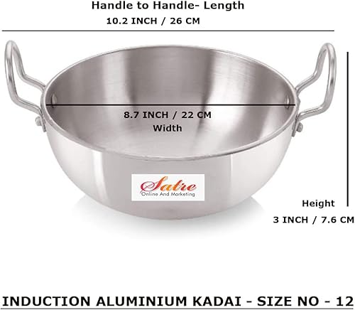 Miniatura 2 de Satre Online and Marketing Aluminio Kadhai Tamaño No-12 con Hindalco Aluminio Tadka Pan Tamaño No-6 (Paquete de 2)