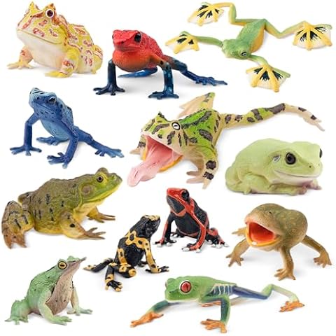 TOYMANY 12PCS Realistic Frog Figurines Set Cover