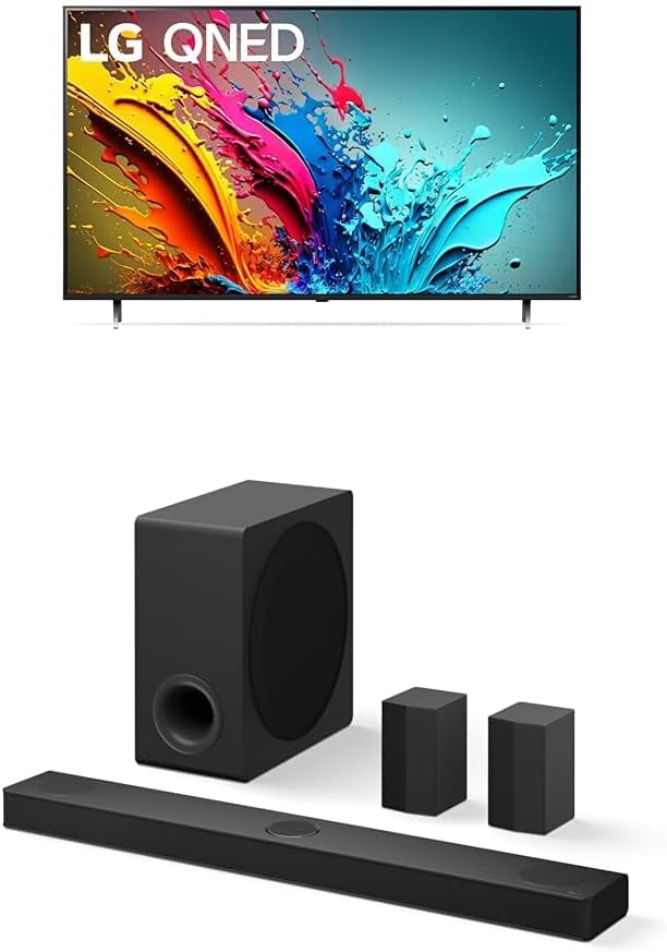 Image of LG 86-Inch Class QNED85T Series LED Smart TV 4K Processor Flat Screen with Alexa Built-in (86QNED85TUA, 2024),LG 7.1.3 ch. Sound Bar with Wireless Dolby Atmos and Rear Speakers