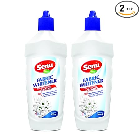 Senu Fabric Whitener 500ml x 2 | For White Clothes | Bleach | Removes Tough Stains | Brighter Whites | Pre-Wash Liquid Detergent | Pack of 2 | 500ml each