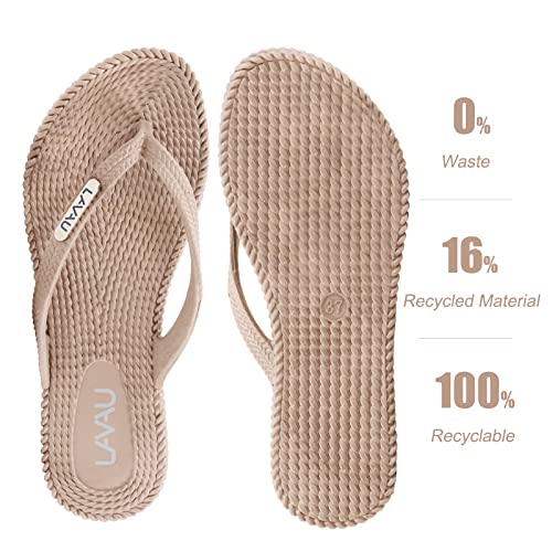 LAVAU Flip Flops for Women, Waterproof Non Slip Thong Sandals for Shower Beach Pool, 100% Recyclable2
