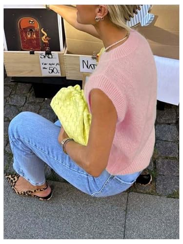 Verdusa Womens Sweater Vest Oversized Mock Neck Lightweight Sleeveless Furry Knit Tops 2025 Trendy Fall Outfits3