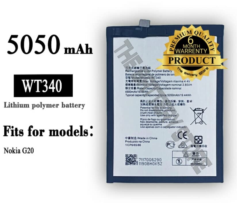 Image of THE BATTERY STORE Orignal WT340 Battery for Nokia G20 Battery with 6 Month Warranty and high Capacity Battery Backup.(for Nokia WT340)