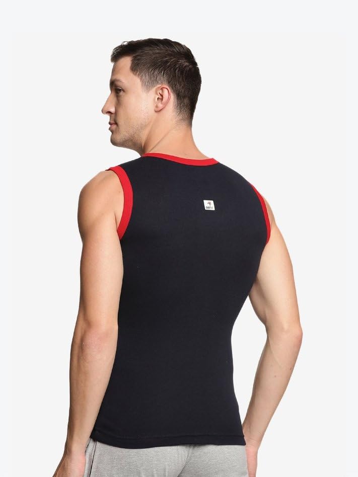 Image of Genx Men's Super Combed Cotton Gym Vest with Sports Style (Pack of 2) (Color May Vary)